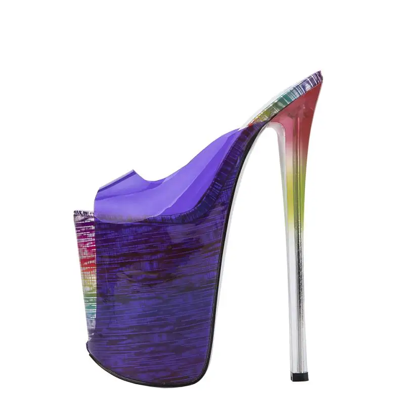 SDTRFT Shoes Woman Shallow Mouth Slipper Peep Toe 20cm Thin Heels Wedding Pumps Sapato Feminino High Heels Transparent Stilettos