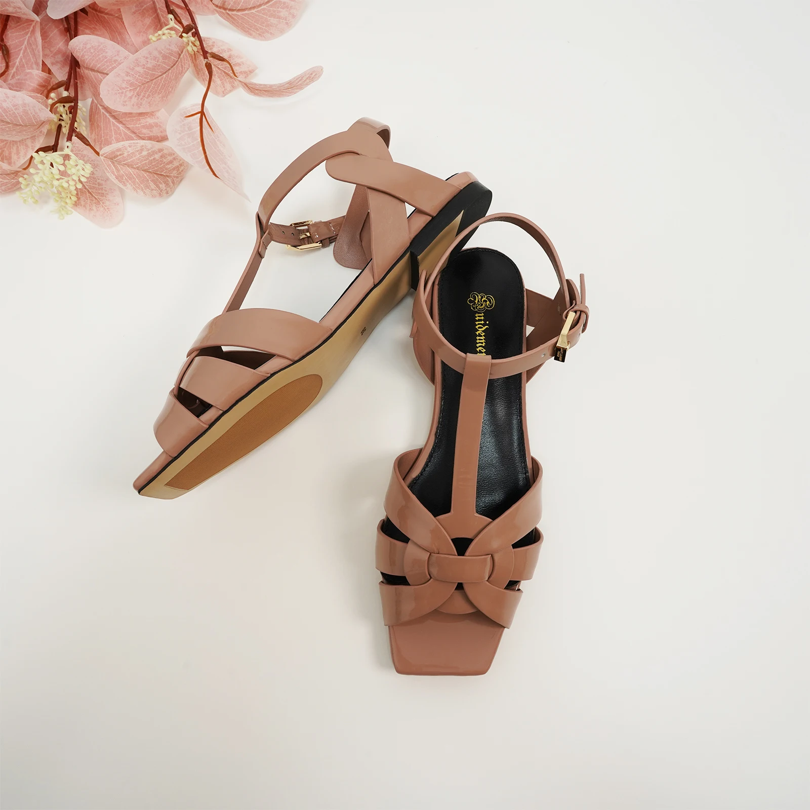 Summer Fashion Sandals, Leather Open-Toed Fish Mouth Shoes, Luxurious Party Shoes, Women's Roman Sandals, Flat Shoes, Size 35-44