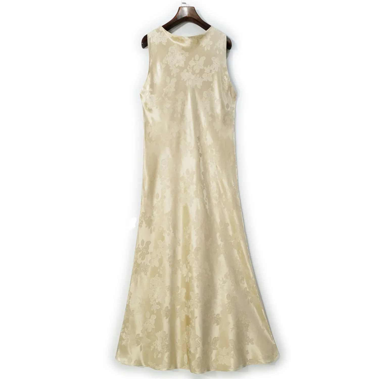 BirdTree, 25MM 100% Silk Elegant Dresses, Women Sleeveless V Neck Jacquard, Retro Chinese Loose Dress, 2024 Summer New D45646QC