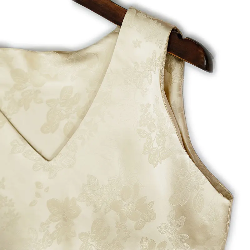 BirdTree, 25MM 100% Silk Elegant Dresses, Women Sleeveless V Neck Jacquard, Retro Chinese Loose Dress, 2024 Summer New D45646QC