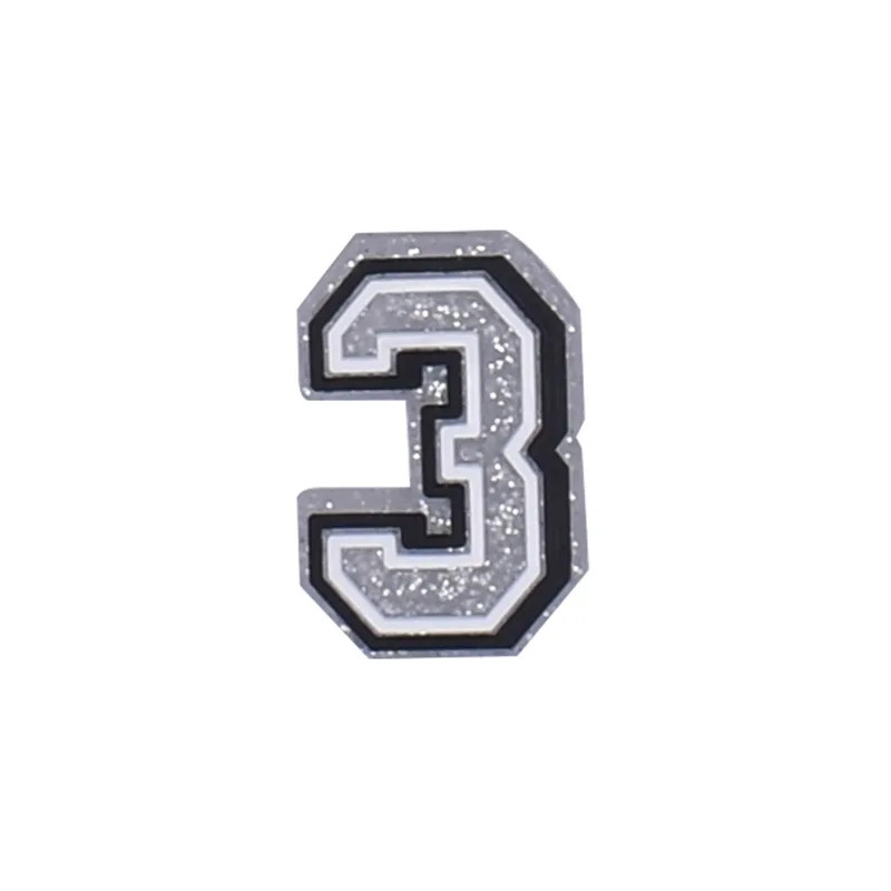 Number Shoe Charms for Crocs Accessories Decorations Silvery Pins Boy Girls Clogs Charms Women Kids Jeans Shoes Accessories