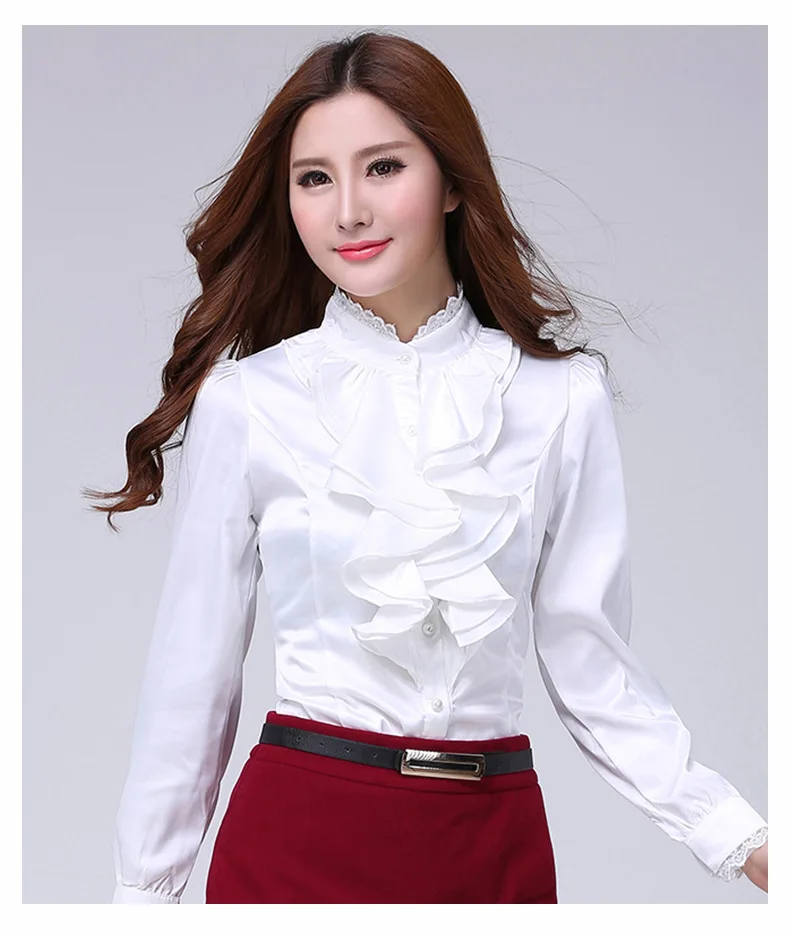 Blouse Shirt Women Fashion Blouses Pink Casual Shirts Elegant Ruffled Collar White Office Female Clothing Spring Tops 2022 New