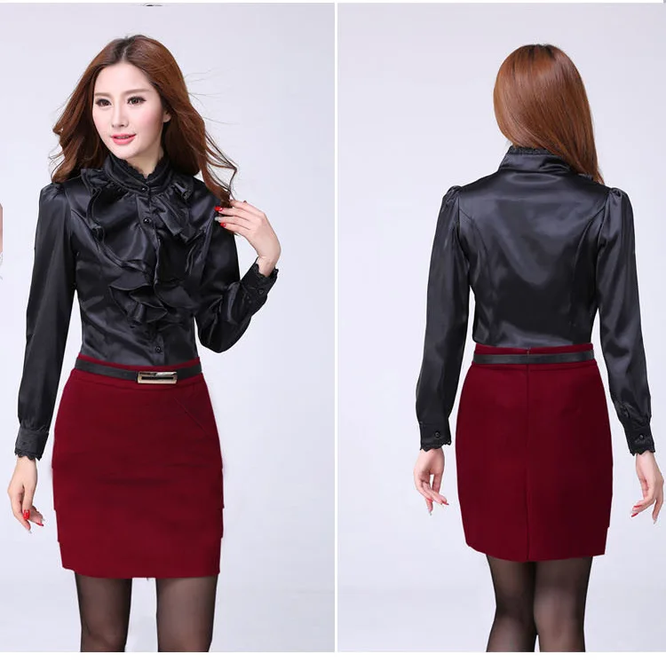 Blouse Shirt Women Fashion Blouses Pink Casual Shirts Elegant Ruffled Collar White Office Female Clothing Spring Tops 2022 New