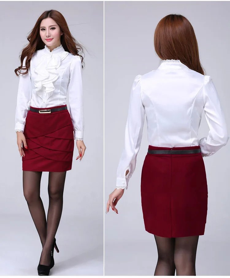 Blouse Shirt Women Fashion Blouses Pink Casual Shirts Elegant Ruffled Collar White Office Female Clothing Spring Tops 2022 New