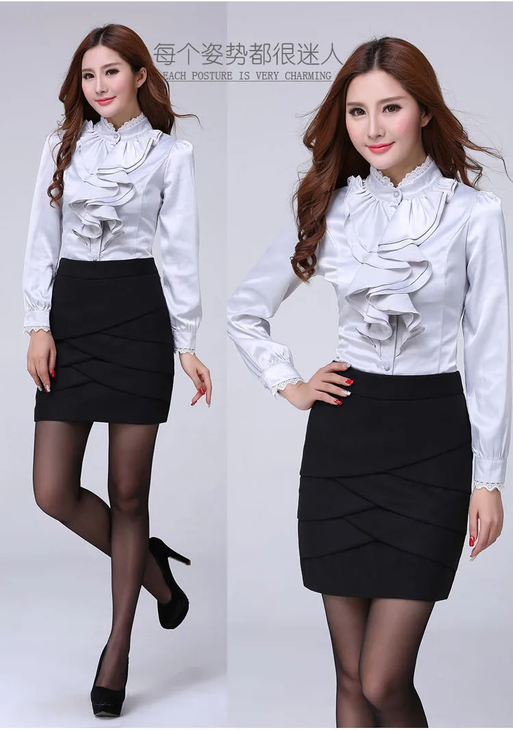 Blouse Shirt Women Fashion Blouses Pink Casual Shirts Elegant Ruffled Collar White Office Female Clothing Spring Tops 2022 New