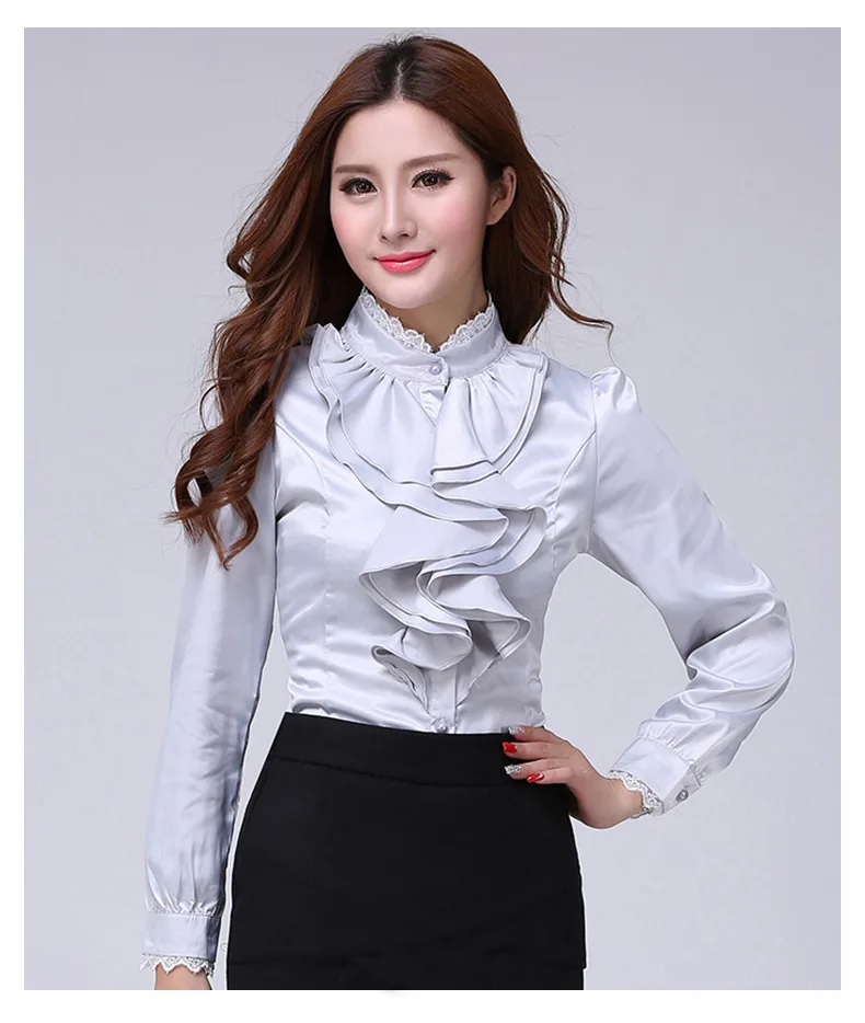 Blouse Shirt Women Fashion Blouses Pink Casual Shirts Elegant Ruffled Collar White Office Female Clothing Spring Tops 2022 New