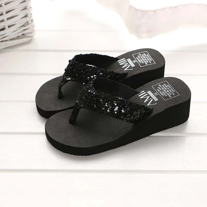 Summer Sequins Slippers Women Sandals Shoes Woman 2024 Open Toe Flip Flops Ladies Clear Outdoor Flat Beach Slides Zapatos Mujer