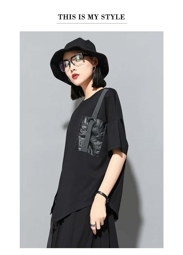 Amax luluE 2024 Korean Fashion Luxury Ladies Punk Tops Tees Womens Black Kawaii Clothes Patchwork Female Cotton Harajuku Tshirts