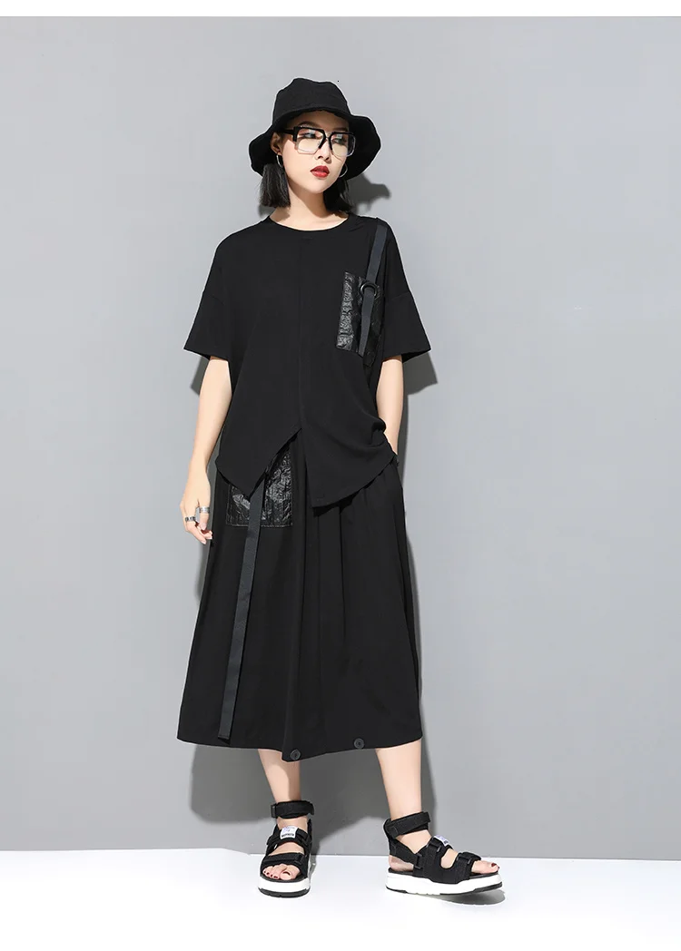 Amax luluE 2024 Korean Fashion Luxury Ladies Punk Tops Tees Womens Black Kawaii Clothes Patchwork Female Cotton Harajuku Tshirts