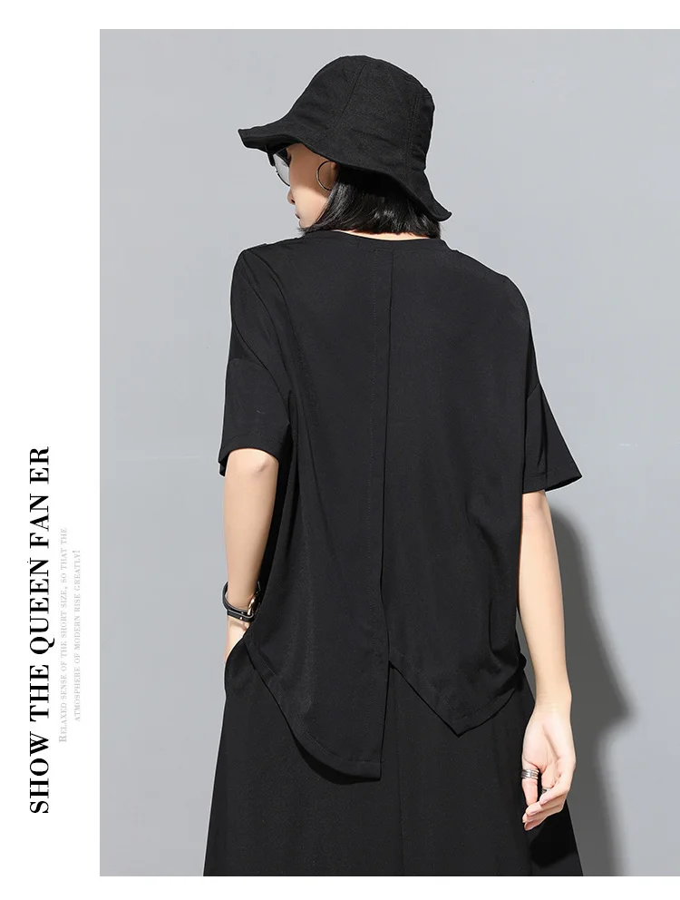 Amax luluE 2024 Korean Fashion Luxury Ladies Punk Tops Tees Womens Black Kawaii Clothes Patchwork Female Cotton Harajuku Tshirts