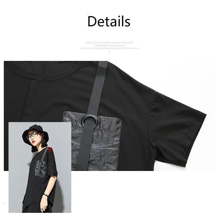 Amax luluE 2024 Korean Fashion Luxury Ladies Punk Tops Tees Womens Black Kawaii Clothes Patchwork Female Cotton Harajuku Tshirts