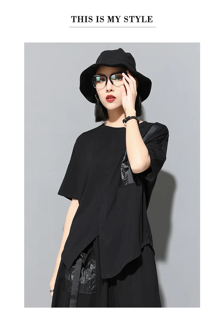 Amax luluE 2024 Korean Fashion Luxury Ladies Punk Tops Tees Womens Black Kawaii Clothes Patchwork Female Cotton Harajuku Tshirts