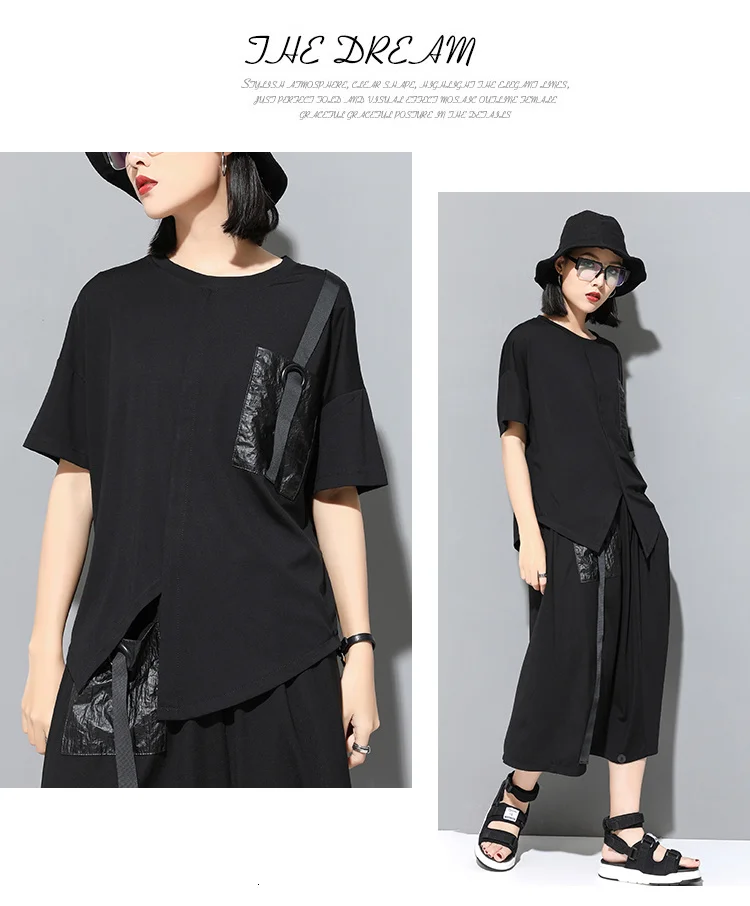 Amax luluE 2024 Korean Fashion Luxury Ladies Punk Tops Tees Womens Black Kawaii Clothes Patchwork Female Cotton Harajuku Tshirts