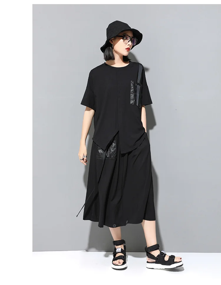 Amax luluE 2024 Korean Fashion Luxury Ladies Punk Tops Tees Womens Black Kawaii Clothes Patchwork Female Cotton Harajuku Tshirts