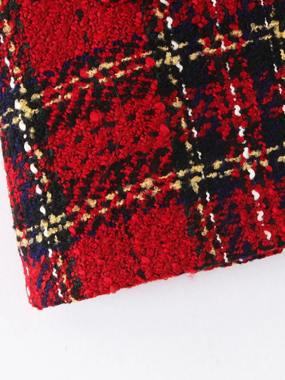 Red Vintage Women Tweed 2020 Winter Fashion Ladies Plaid Female Patchwork Girls High Waist Mini Skirts Chic