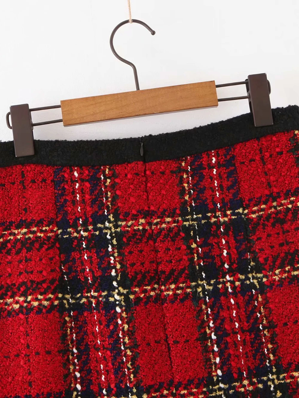 Red Vintage Women Tweed 2020 Winter Fashion Ladies Plaid Female Patchwork Girls High Waist Mini Skirts Chic