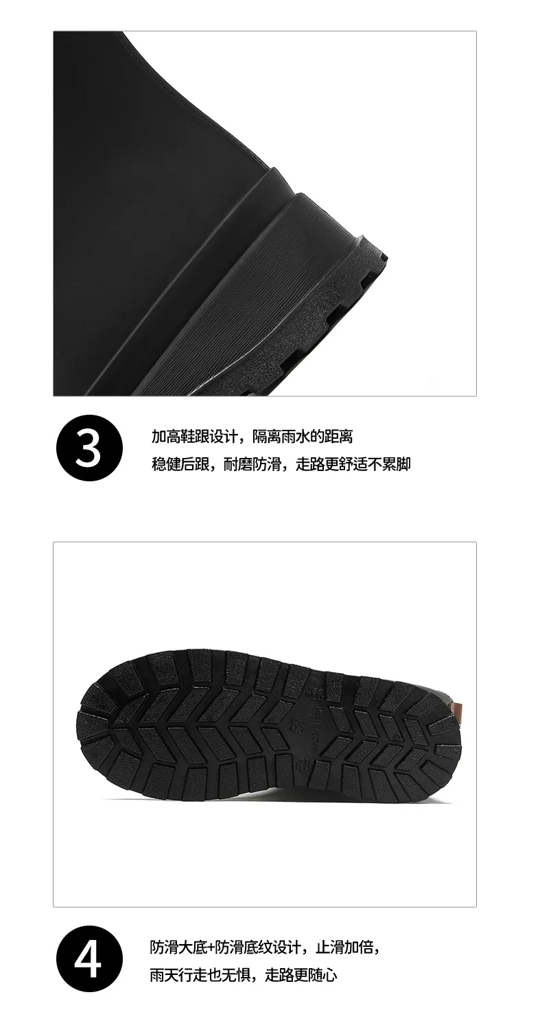 New 38cm Long Tube High Tube Women's Rain Boots PVC Outdoor Non-slip Fashion Rain Boot Comfortable Thick Bottom Waterproof Shoes