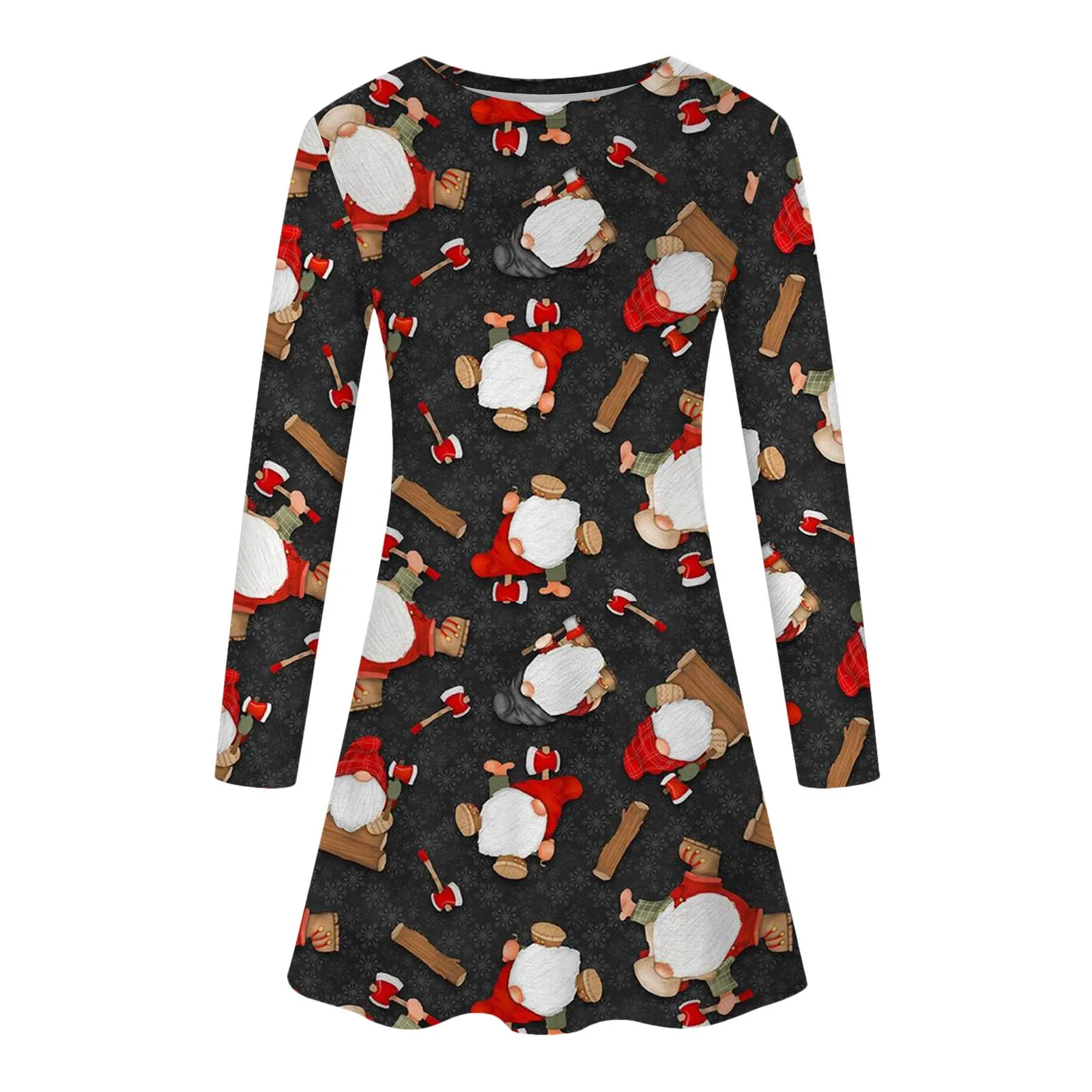 Red Christmas Party Dresses For Women 2023 Winter X-Mas Snowman Print A-Line Dress Casual Cute Long Sleeve Loose Oversize Dress
