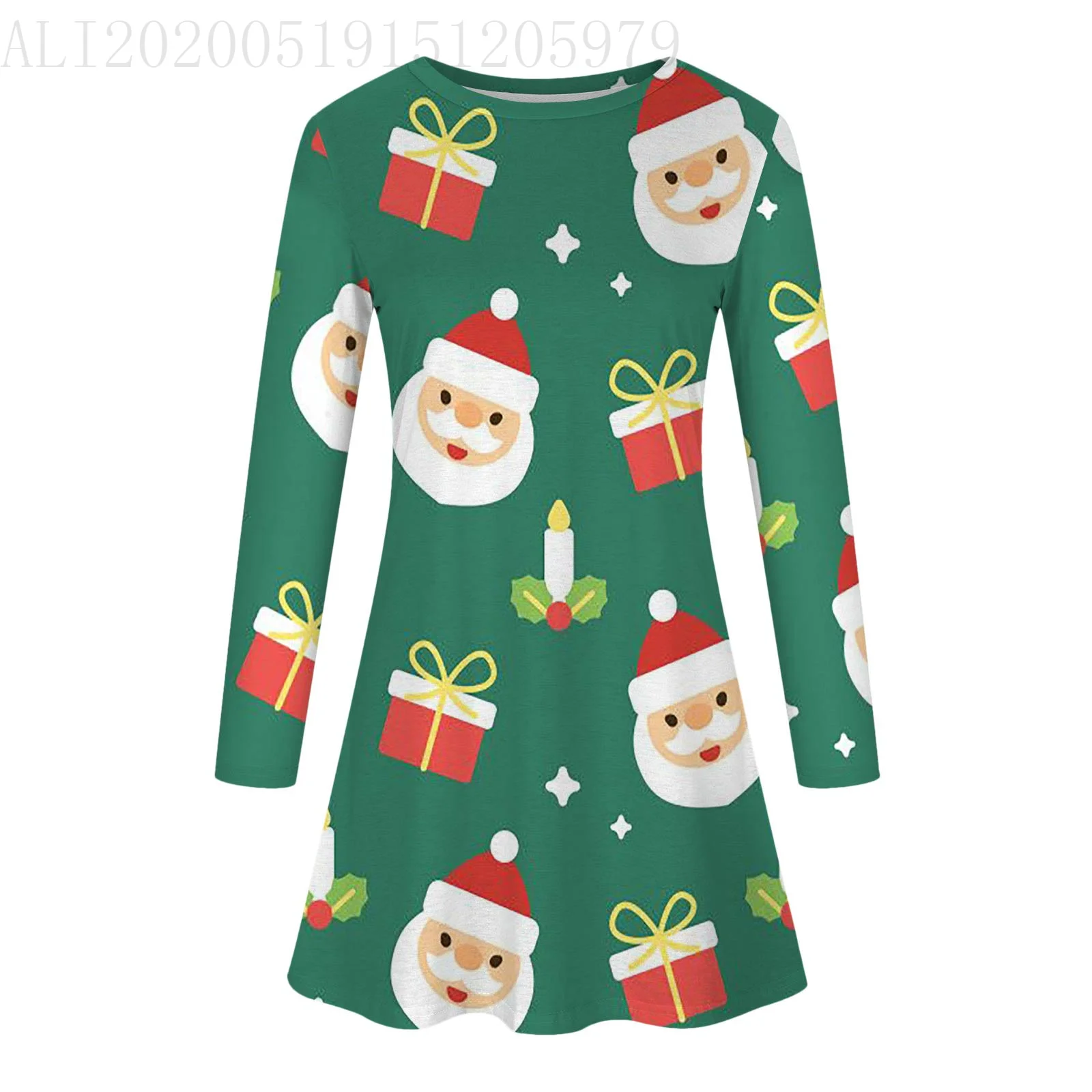 Red Christmas Party Dresses For Women 2023 Winter X-Mas Snowman Print A-Line Dress Casual Cute Long Sleeve Loose Oversize Dress