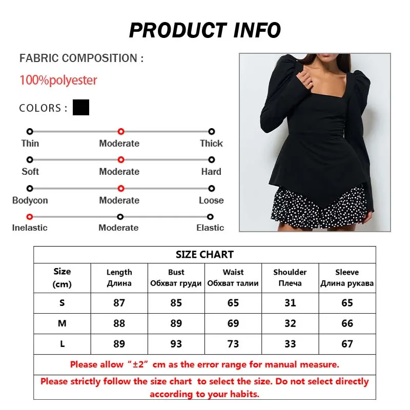 Oymimi Fashion Black Patchwork Dresses For Women Casual Long Sleeve Square Neck Dresses Elegant Ruffled Mini Dress Streetwear
