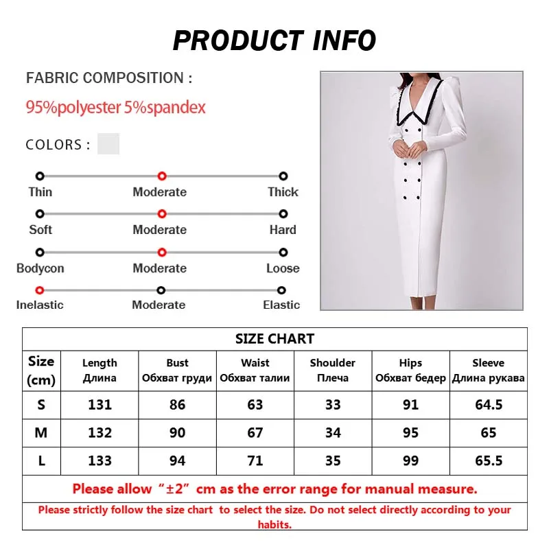 Oymimi Elegant White Patchwork Dresses For Women Fashion Wrist Sleeve Double Breasted Pencil Dresses Casual Slim Mid-Calf Dress