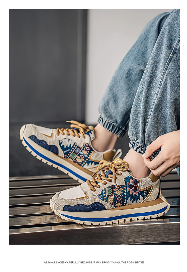 2025 Trend Print Mens Fashion Shoes Design Chunky Men Casual Sneaker Breathable Platform Sneakers Male Running Jogging Shoes