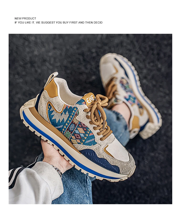 2025 Trend Print Mens Fashion Shoes Design Chunky Men Casual Sneaker Breathable Platform Sneakers Male Running Jogging Shoes