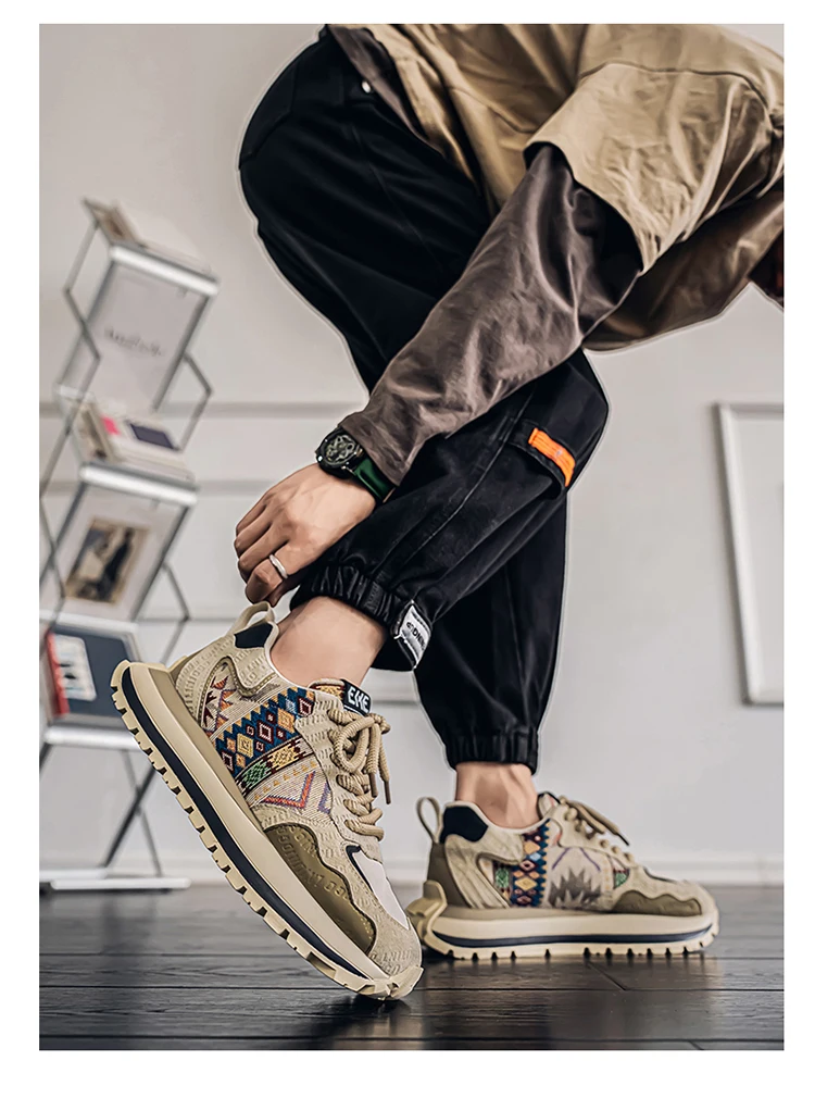 2025 Trend Print Mens Fashion Shoes Design Chunky Men Casual Sneaker Breathable Platform Sneakers Male Running Jogging Shoes