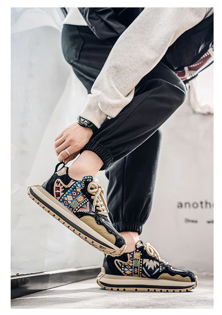 2025 Trend Print Mens Fashion Shoes Design Chunky Men Casual Sneaker Breathable Platform Sneakers Male Running Jogging Shoes