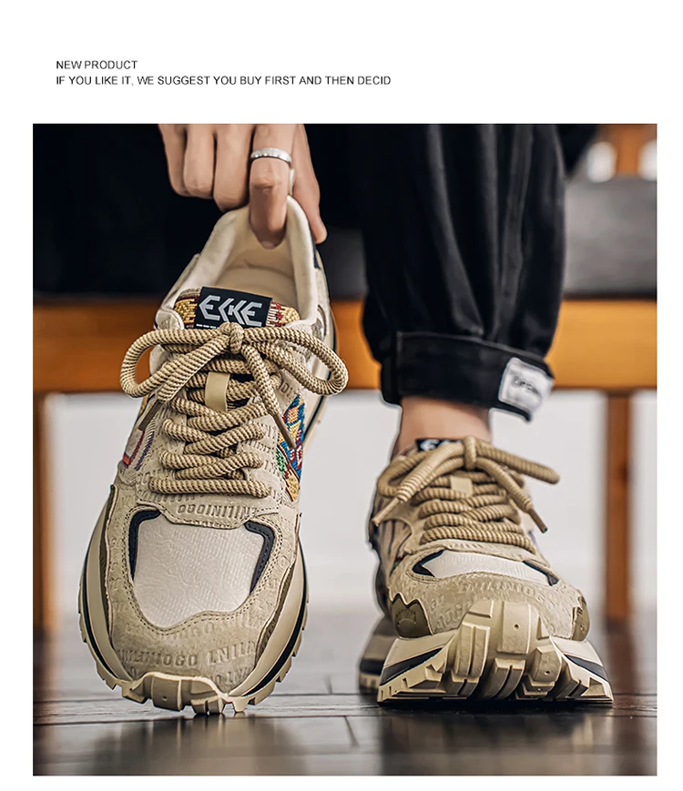 2025 Trend Print Mens Fashion Shoes Design Chunky Men Casual Sneaker Breathable Platform Sneakers Male Running Jogging Shoes