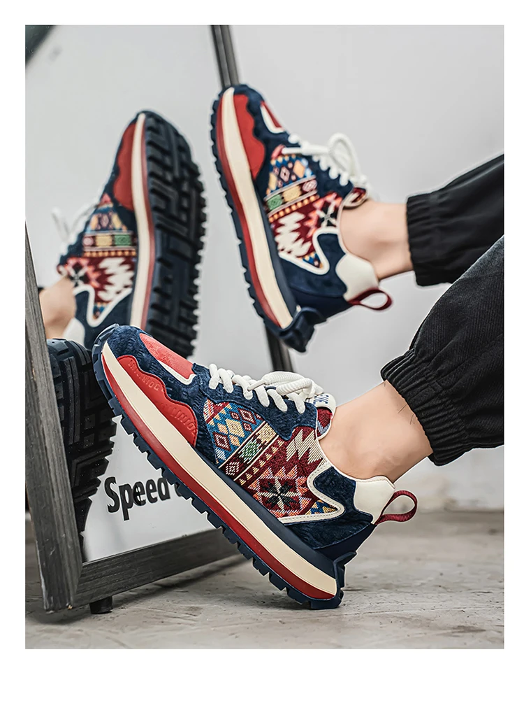 2025 Trend Print Mens Fashion Shoes Design Chunky Men Casual Sneaker Breathable Platform Sneakers Male Running Jogging Shoes