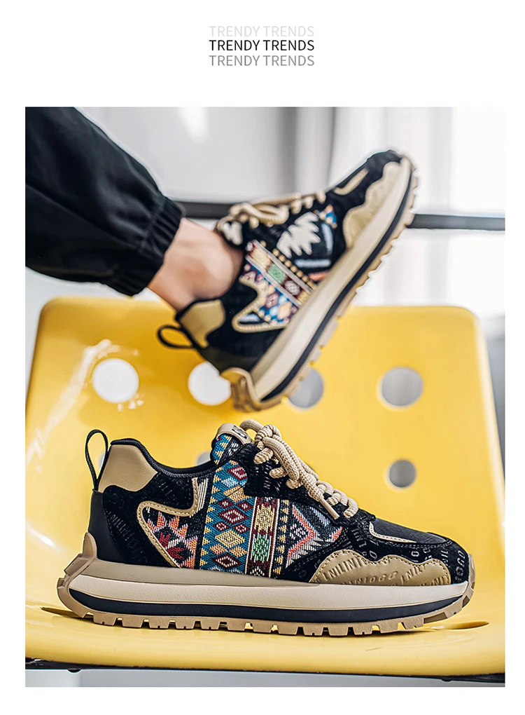 2025 Trend Print Mens Fashion Shoes Design Chunky Men Casual Sneaker Breathable Platform Sneakers Male Running Jogging Shoes