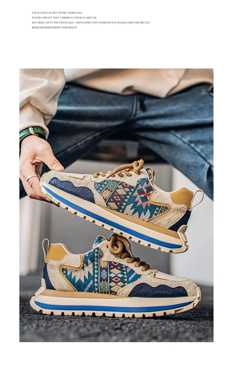 2025 Trend Print Mens Fashion Shoes Design Chunky Men Casual Sneaker Breathable Platform Sneakers Male Running Jogging Shoes