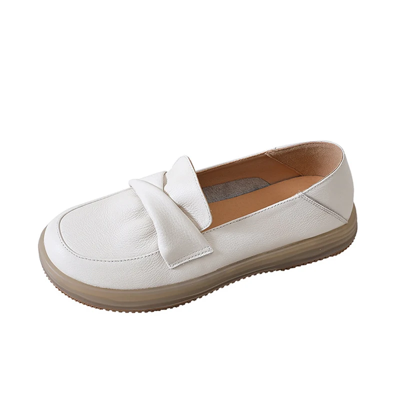 CareaymadeCowhide Women Loafers Shoes Spring Genuine Leather Low Platform Flat Shoes Casual Slip on Loafers Moccasin Women Flats