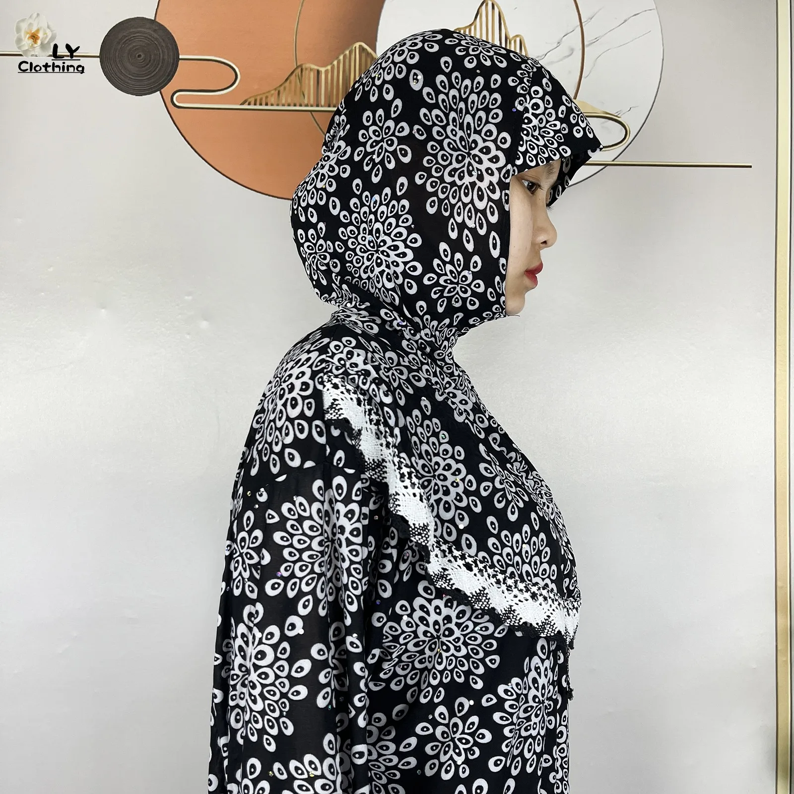 Muslim Ramadan Prayer For Women Long Sleeved Floral 2023Dubai Turkey Middle East Femme Loose Robe African Abayas Headscarf Dress