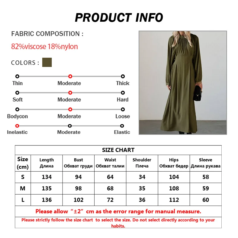 Oymimi Casual Green O-Neck Women's Dresses Elegant Long Sleeve Pleated Lace-Up Dresses Spring High Waist Mid-Calf Dress Female