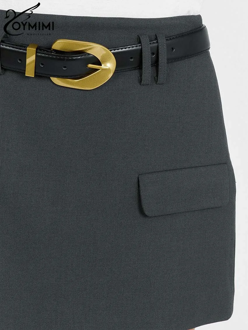 Oymimi Elegant White Simple Skirts For Women Fashion Hiah Waisted Straight Skirts Office Lady Spring Solid Mini Skirts Female