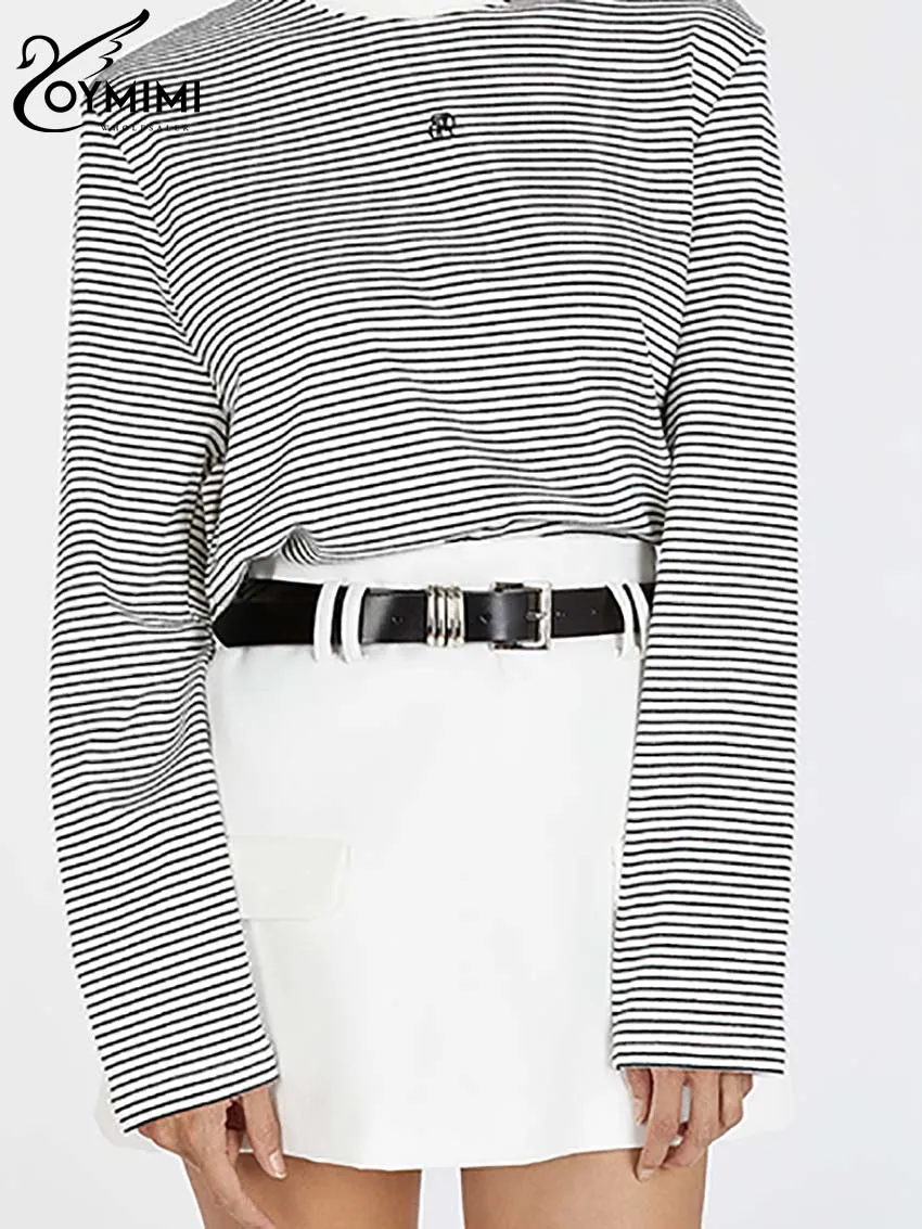 Oymimi Elegant White Simple Skirts For Women Fashion Hiah Waisted Straight Skirts Office Lady Spring Solid Mini Skirts Female