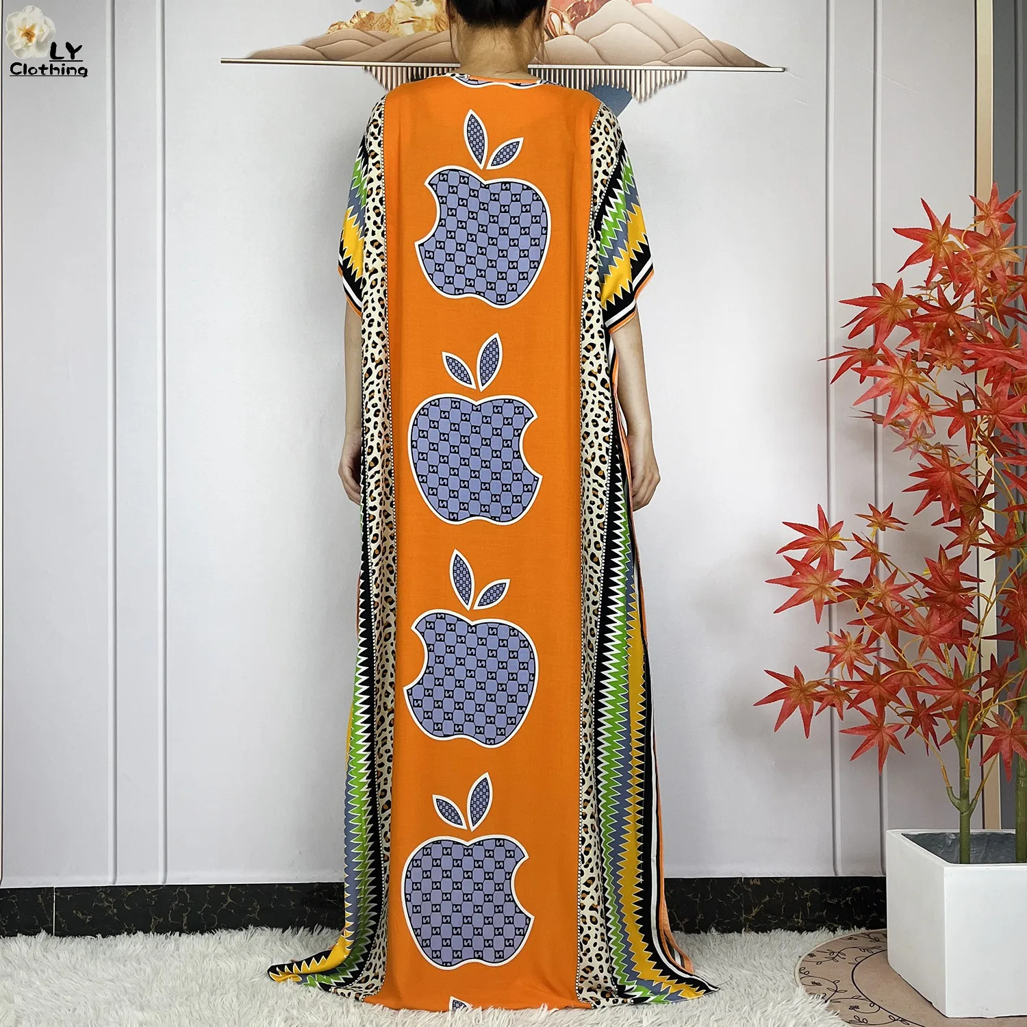New Muslim Abayas Summer Party Dress Short Sleeve With Big Scarf Printing Floral Loose Cotton Maxi Islam Women African Clothing