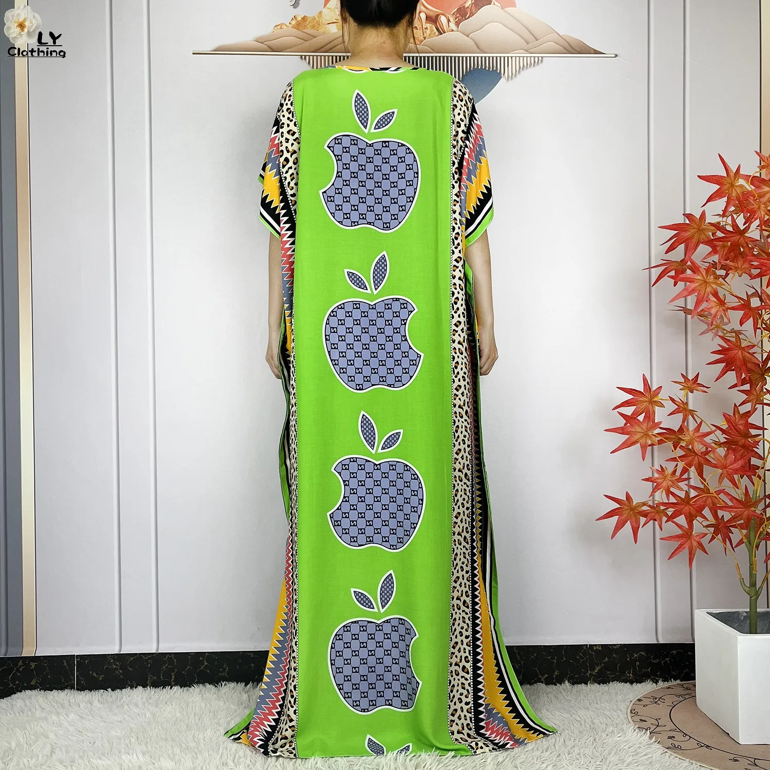 New Muslim Abayas Summer Party Dress Short Sleeve With Big Scarf Printing Floral Loose Cotton Maxi Islam Women African Clothing