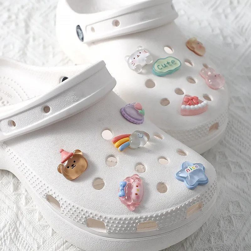 Cute Cartoon Animals Hole Shoe Charms Decoration Shoe Buckle Transparent Floral DIY Shoes Flower Accessories