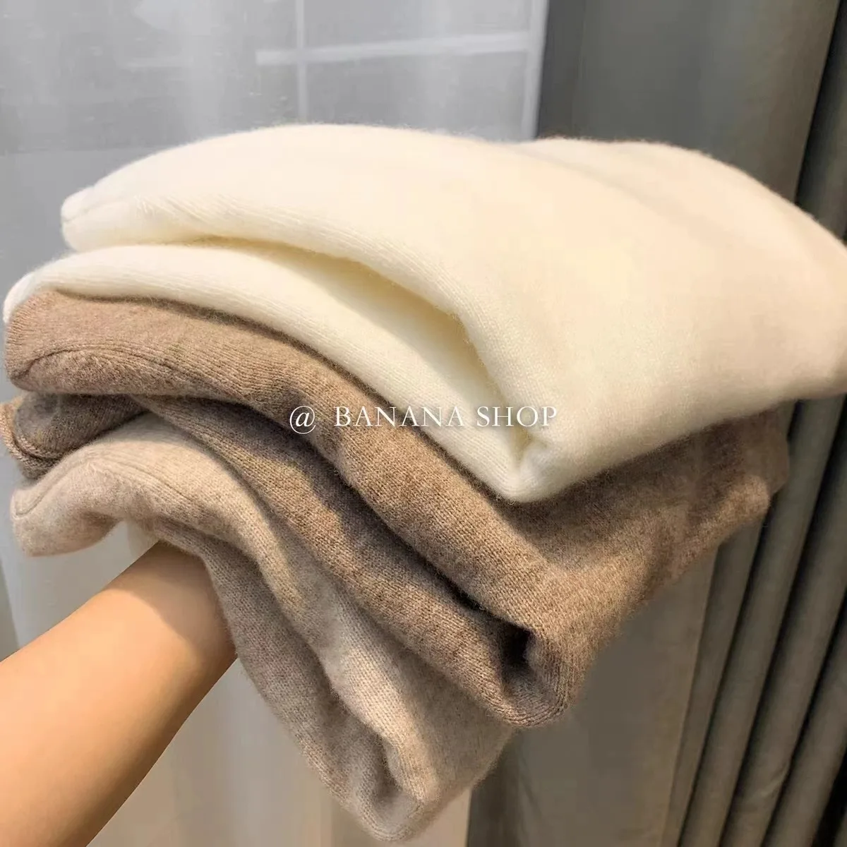 100% pure cashmere sweater women's turtleneck sweater with autumn winter pile pile neck sweater with rolled edge bottom knitwear