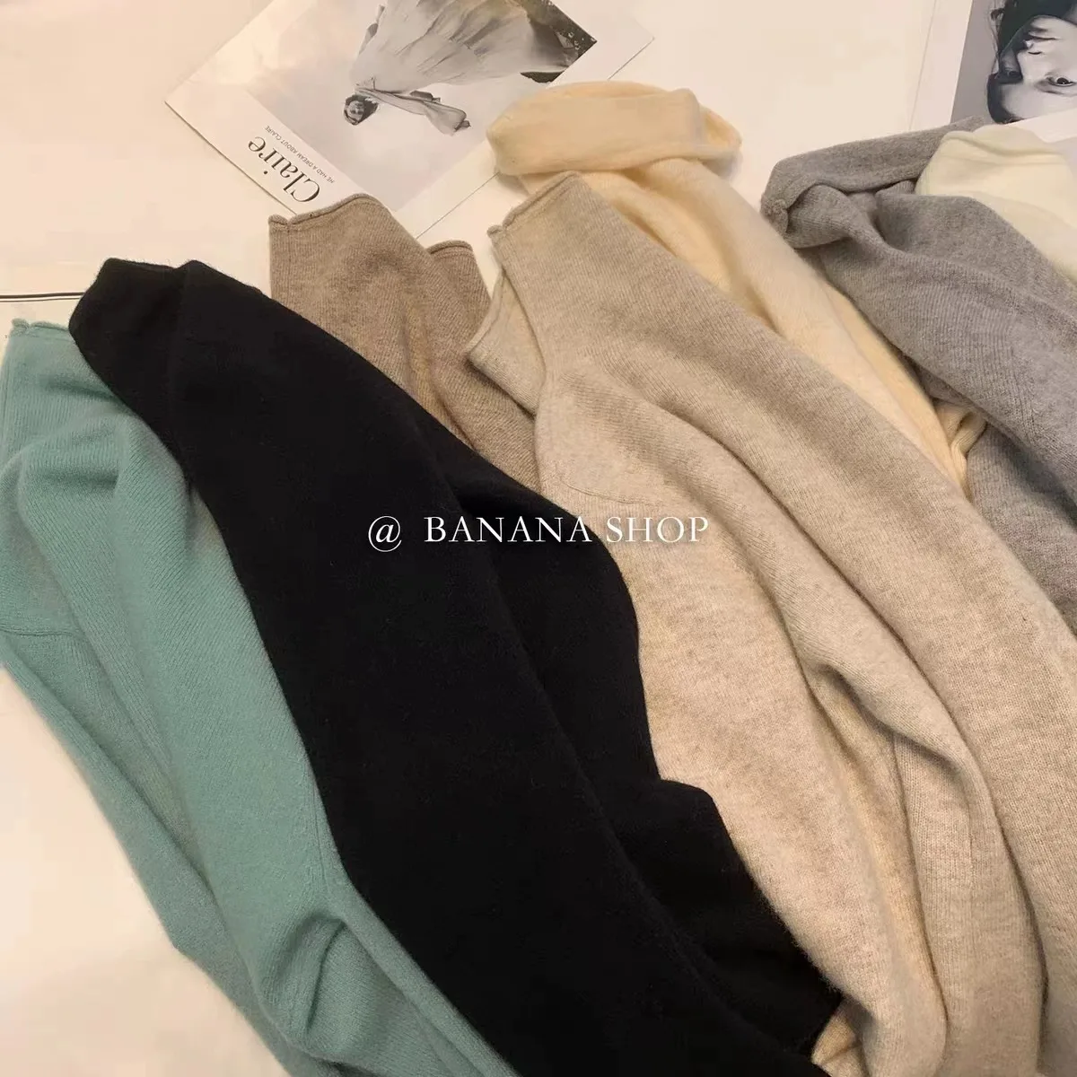 100% pure cashmere sweater women's turtleneck sweater with autumn winter pile pile neck sweater with rolled edge bottom knitwear