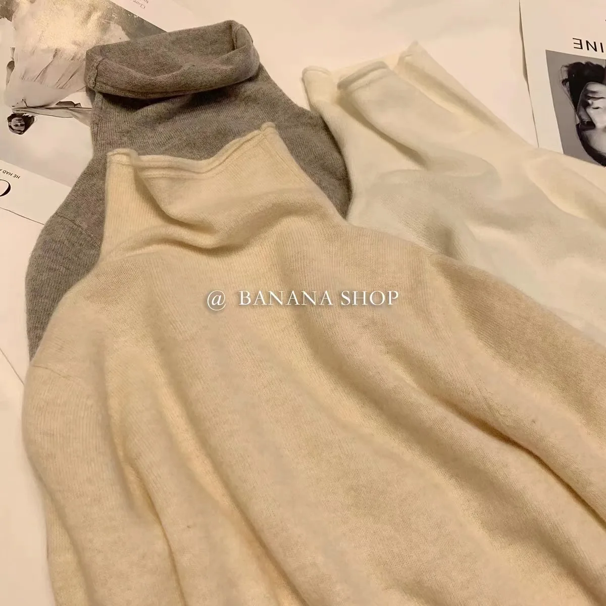 100% pure cashmere sweater women's turtleneck sweater with autumn winter pile pile neck sweater with rolled edge bottom knitwear