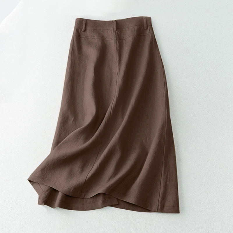 ZANZEA Women Elegant Cotton Skirts 2026 Fashion Autumn High Waist Casual Button A-line Midi Skirts Solid Temperament Faldas 5XL