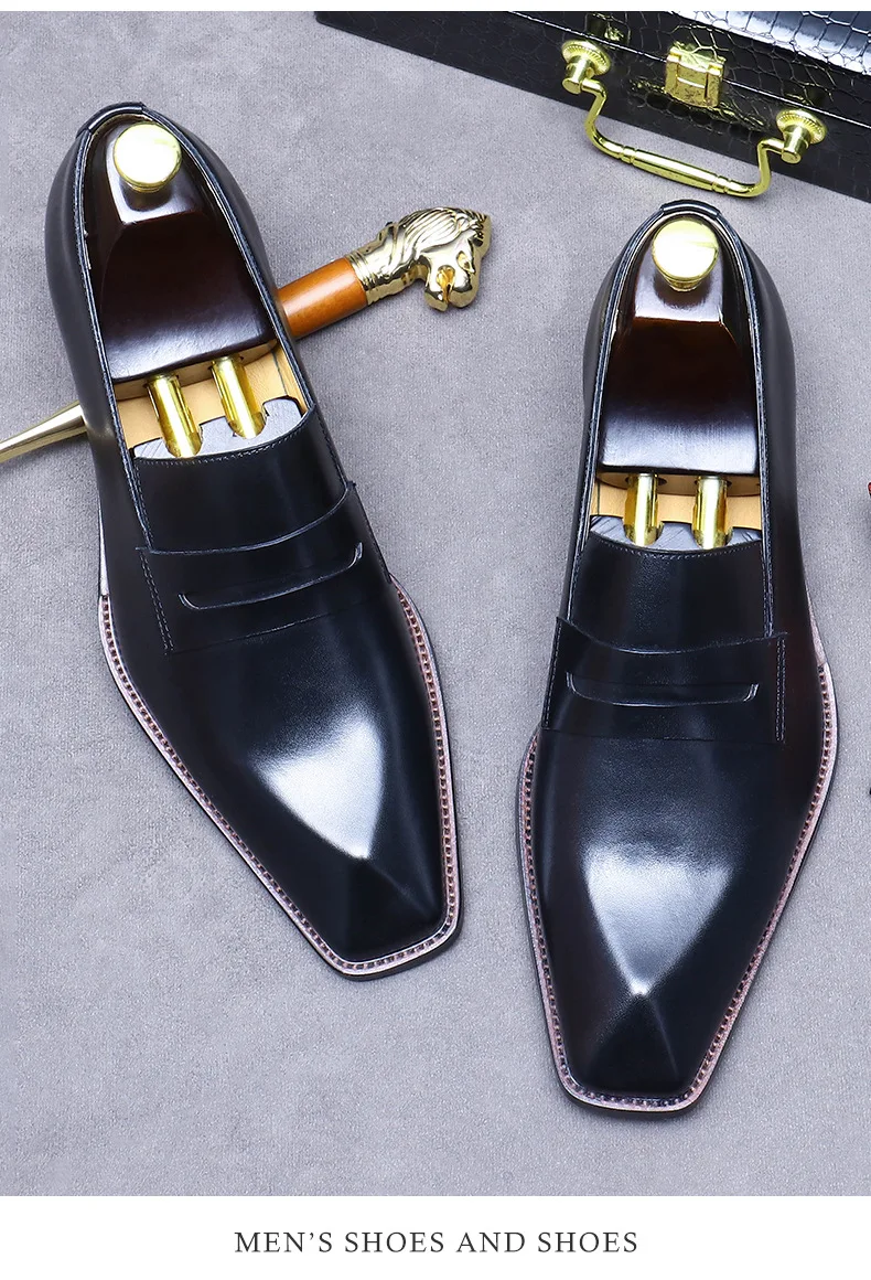Men's Business Dress Leather Shoes Genuine Leather Shoes Full Cowhide British Laser Engraving Pattern Men's Wedding Shoes 37-46