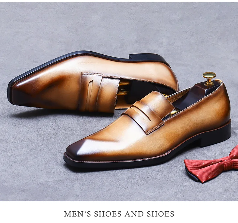 Men's Business Dress Leather Shoes Genuine Leather Shoes Full Cowhide British Laser Engraving Pattern Men's Wedding Shoes 37-46