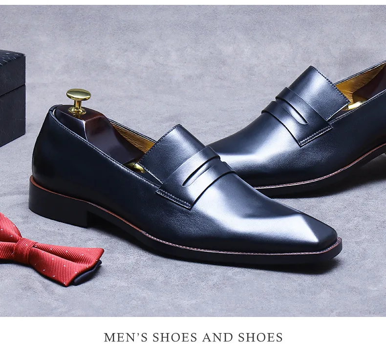 Men's Business Dress Leather Shoes Genuine Leather Shoes Full Cowhide British Laser Engraving Pattern Men's Wedding Shoes 37-46
