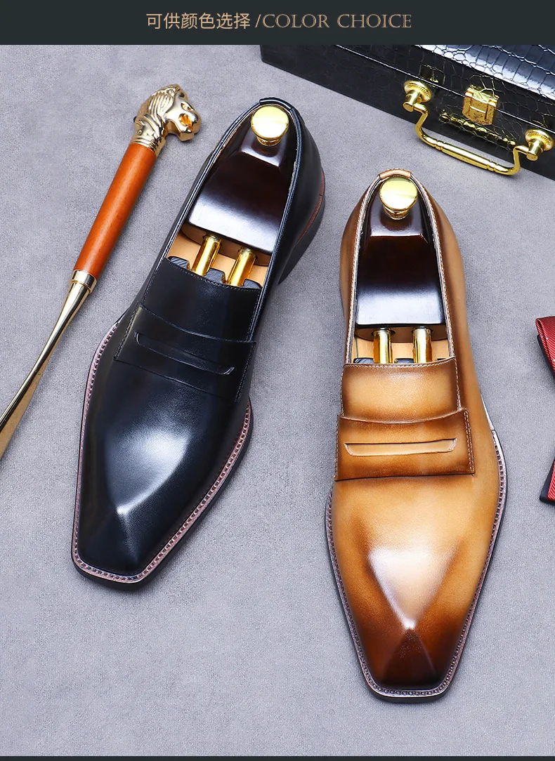 Men's Business Dress Leather Shoes Genuine Leather Shoes Full Cowhide British Laser Engraving Pattern Men's Wedding Shoes 37-46
