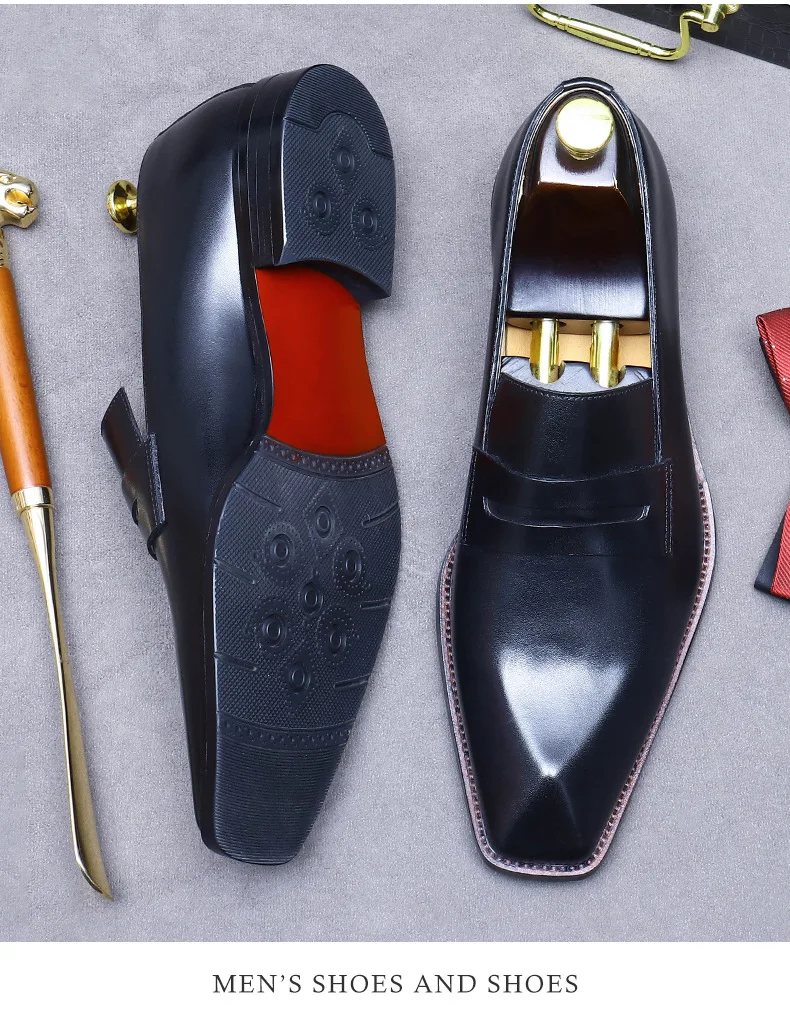Men's Business Dress Leather Shoes Genuine Leather Shoes Full Cowhide British Laser Engraving Pattern Men's Wedding Shoes 37-46